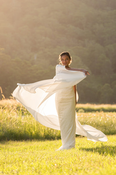 Unique lace bridal cape. Covelline Cape. Ivory and Stone. Wanaka New Zealand